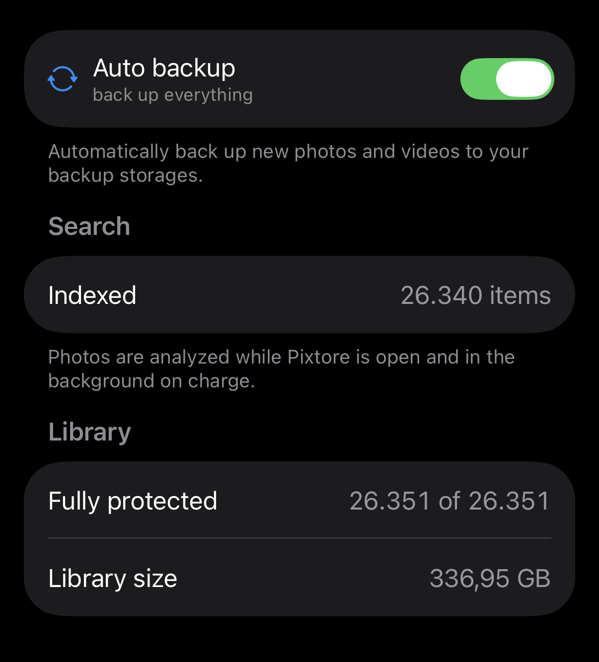 Auto backup screen